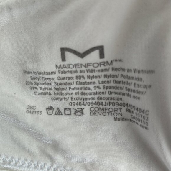 Ladies SZ 38C Maidenform White T-Shirt Bra - Picture 5 of 5